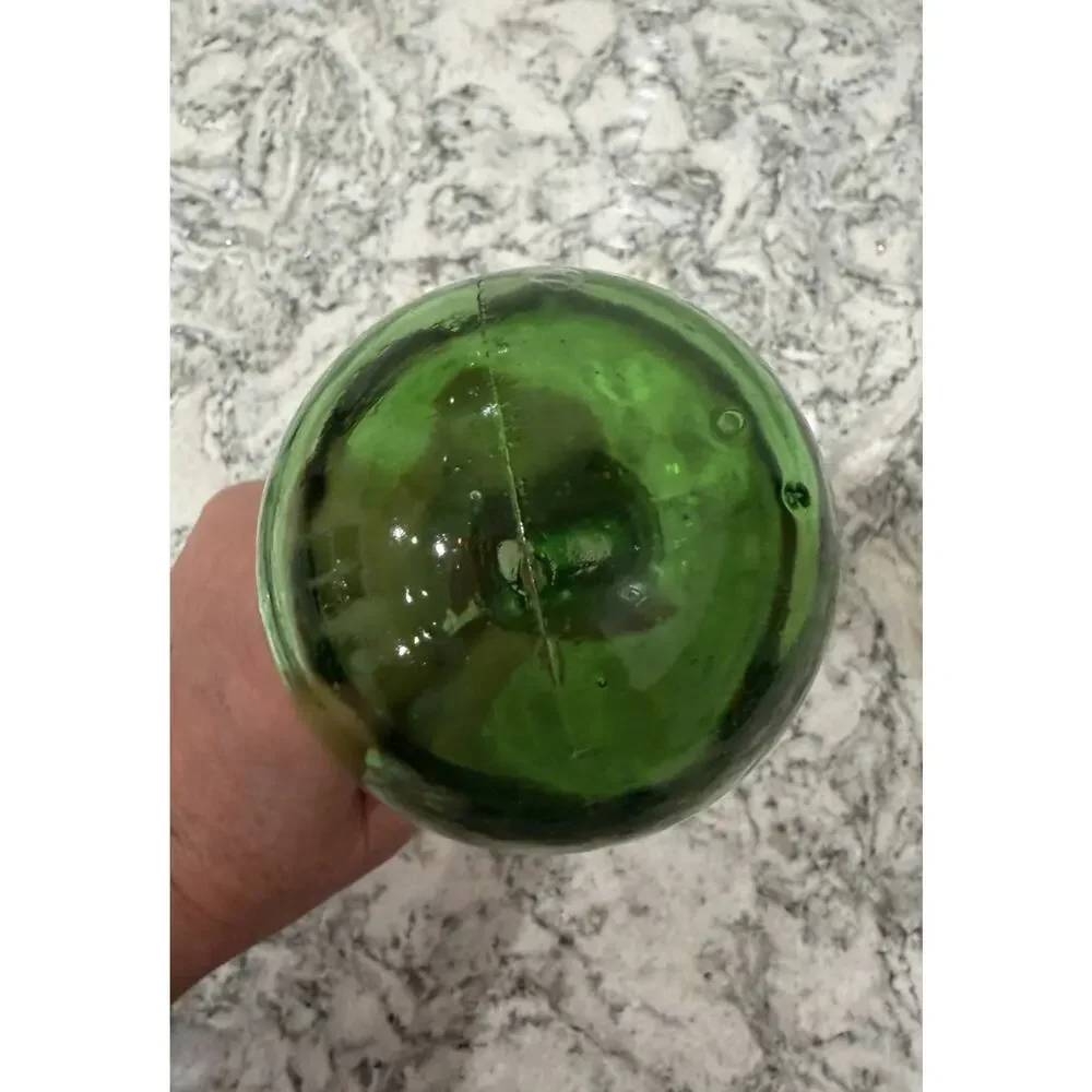Vintage Hand Blown Emerald Green Glass Ball Decanter Stopper Replacement w/ Cork